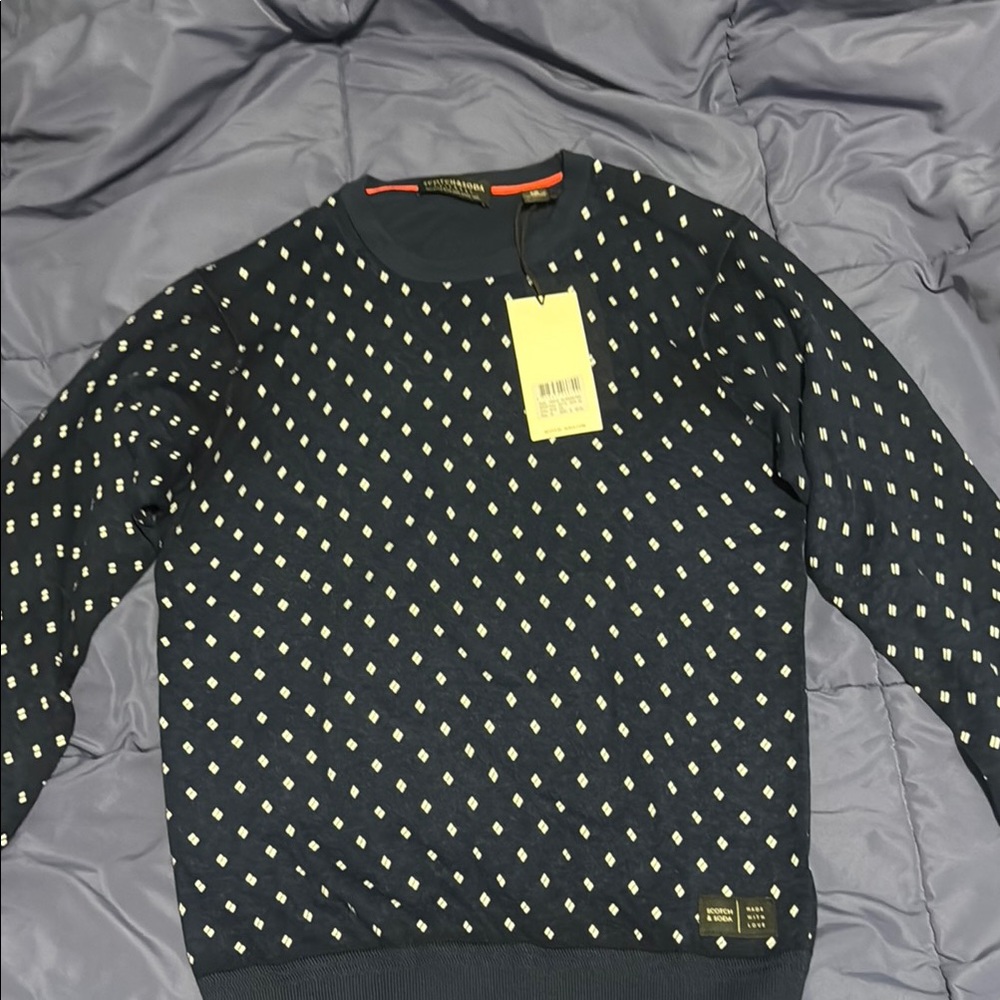 Scotch & Soda Blue and White Crewneck Sweater